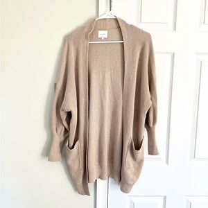 Sundays Cardigan Women’s Solid Beige Cotton Open Front Sweater Top Size 1 Small